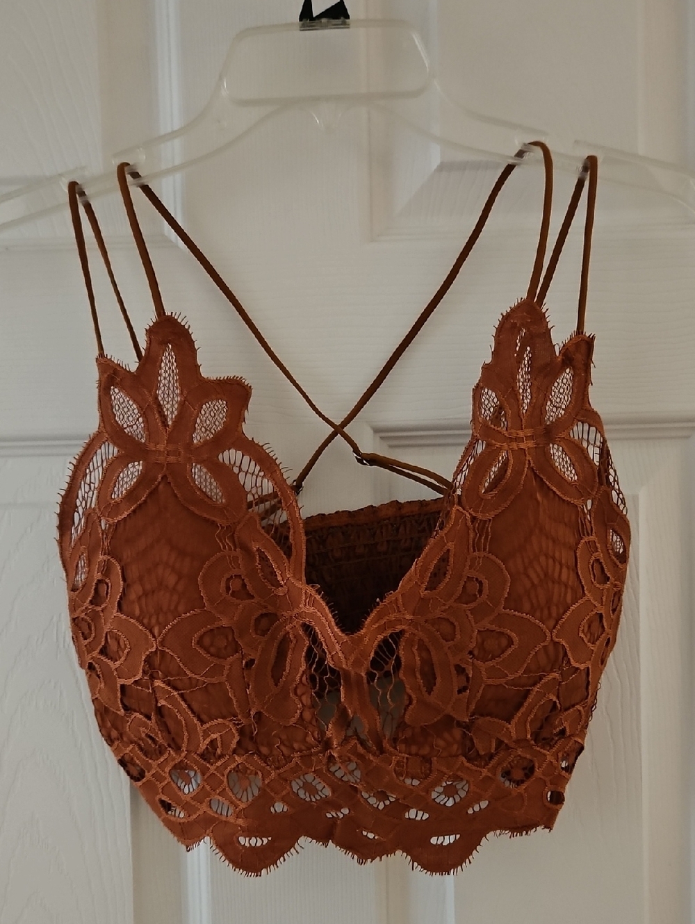 Lace Bralette Crop Top in Burnt Orange